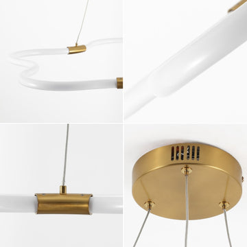 Nuvola 31.5" Contemporary Minimalist Metal/Acrylic Adjustable Dimmable Cloud Integrated LED Chandelier - JONATHAN Y